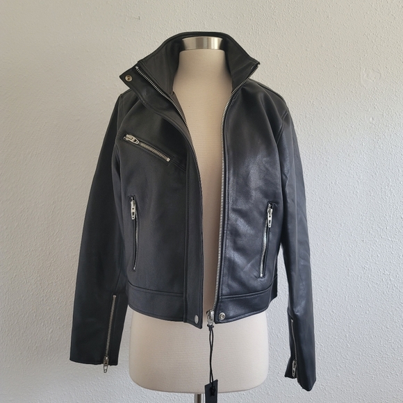 BLANK DENIM MOTO JACKET - Picture 7 of 15